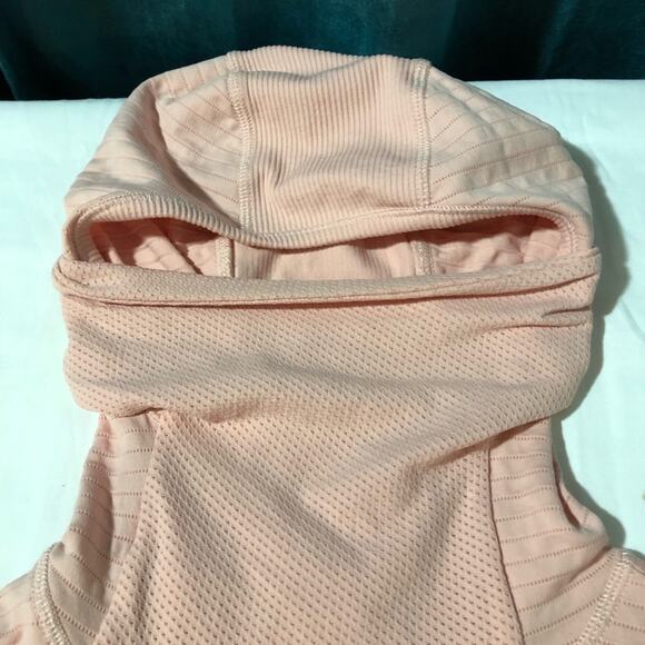 Athleta womens M flurry balaclava rib mix solid pink pullover hoodie cagoule - Picture 9 of 15